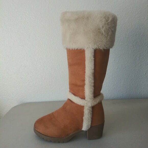 Rampage girls size 2 brown and white knee high boots - Picture 4 of 16